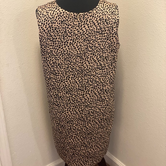 ANN TAYLOR Animal Print Shift Dress Spotted V Neck Sleeveless M NEW $139 - Picture 7 of 7